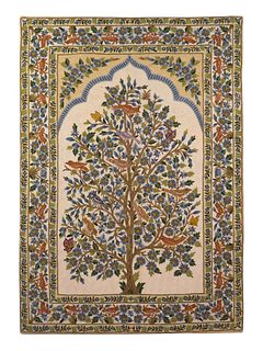 An Indian Crewelwork Copy of a Tree of Life Pattern Prayer Rug
70 x 47 inches.