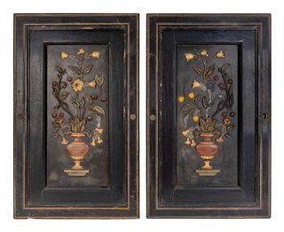A Pair of Italian Hardstone-Mounted Panels
Height 32 x width 19 1/2 inches.