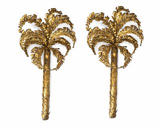 A Pair of Italian Gilt-Metal Palm Trees
Height 45 x width 18 inches.