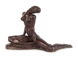 A Modernist Bronze Figure of a Nude
Height 10 3/4 x length 18 x depth 5 inches.