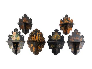 Six Japanese Lacquer Wall Brackets
Height of largest 14 inches.