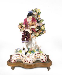 A Chelsea Porcelain Bocage Figure
Height 8 x width 6 x depth 3 inches.