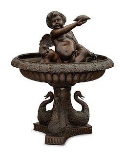 A Pompeiian Style Patinated Bronze Fountain
Height 49 x diameter 39 inches.