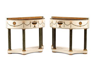 A Pair of Italian Neoclassical Style Specimen Marble Jardiniere Stands
Height 40 1/2 x width 49 x depth 21 inches.