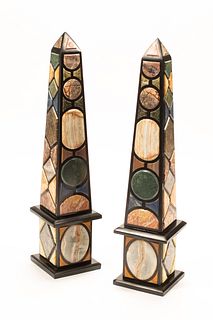 A Pair of Grand Tour Style Specimen Marble Obelisks
Height 41 inches.