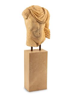 An Italian Carved Marble Male Torso
Height overall 51 inches.