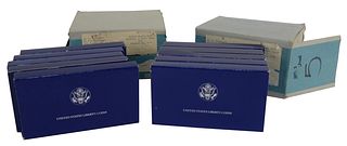 Ten United States Silver Liberty Dollar and Half Dollar Mint Sets, 1986.