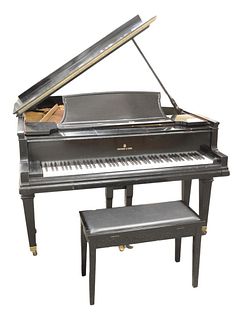 Steinway and Sons Grand Piano model A ebonized with "Capo D'Astro Pat" duplex scale (cracked soundboard).