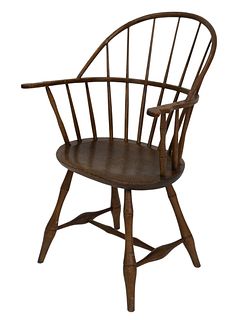 Windsor Bow Back Armchair, height 35 1/2 inches, seat height 17 inches.