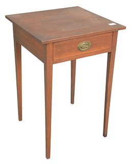 Federal Mahogany One Drawer Stand having inlaid drawer front on tapered legs, height 27 1/2 inches, top 19" x 19 1/2".