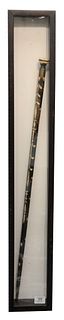 English Inlaid Wood Walking Stick, having bone inlay with brass end, 18th century or later, length 34 1/2 inches, in fitted case.