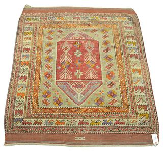 Caucasian Oriental Scatter Rug, 3' 5" x 4' 2". Provenance: Collection from Mr. and Mrs. Fowler, West Hartford, Connecticut.