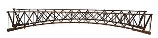 Large Wood Railroad Bridge Model, architectural engineers wooden model with metal supports, height 11 1/2 inches, length 75 inches, depth 10 inches.