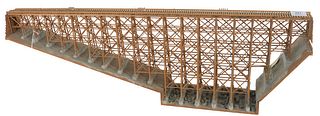 Railroad Trestle Bridge Model for a train, height 11 3/8 inches, width 4 1/2 inches, length 36 inches.