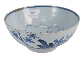 Delft Bowl interior marked "Success to British Arms in America", 18th Century, (small rim repair), height 4 inches, diameter 9 inches. Provenance: Fro