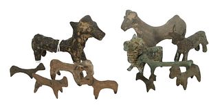 Group of Eleven Ancient Bronze Animal Figures, to include goat and ram, possibly Persian or Egyptian, B.C., largest length 3 1/4 inches. Provenance: P