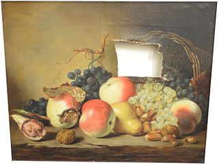 American School (19th Century) Still Life with Fruit, circa 1840, 14 1/2" x 17 1/2".