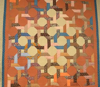 Attributed to Mary Ann Robertson, American pieced cotton twist quilt, October 1980s, 76 1/2" x 76 1/2".