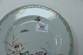 Eleven Piece Chinese Export Lot to include Rose Famille, 5 plates, 3 cups, along with 3 saucers, largest diameter 9 inches, [repaired]. Provenance: Fr
