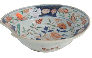 Chinese Imari Porcelain Bleeding Bowl with old label on bottom "1848 December 25, This bowl was given to me by Esther Morton Smith, wife of Daniel Smi