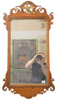 Tiger Maple Chippendale Style Mirror, 42" x 22".