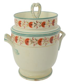 English Fruit Cooler having cover and interior liner, 19th century, height 11 inches, diameter 7 1/2 inches. Provenance: From a Newport, Rhode Island 