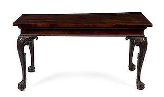 * A George II Mahogany Console Table Height 31 1/2 x width 62 x depth 31 inches.