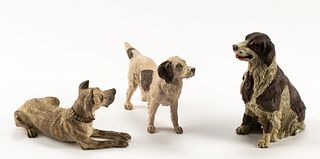 Three Austrian Cold Painted Bronze Models of Dogs
Height of first dog 4 1/2 inches.