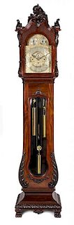 An English Mahogany Tall Case Clock Height 102 7/8 inches.