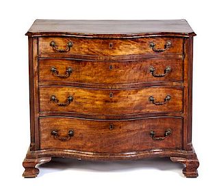 * A George III Mahogany Chest of Drawers Height 33 1/4 x width 36 1/2 x depth 22 3/4 inches.