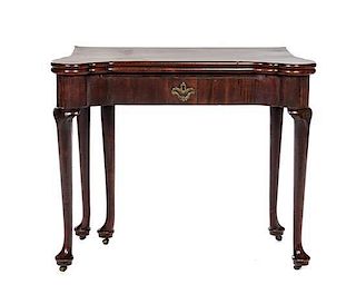 * A George III Mahogany Flip-Top Games Table Height 29 5/8 x width 36 x depth 17 1/4 inches when closed.