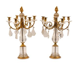 A Pair of Neoclassical Style Gilt Bronze and Rock Crystal Candelabra
Height 25 1/2 x width 15 1/2 inches.