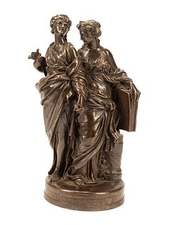 After Guillaume II Coustou(French, 19th Century)La Musique s'inspire de la Poesiebronzesigned CoustouHeight 30 inches.