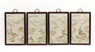 A Set of Four Chinese Framed Porcelain Plaques
Height overall 23 x width 14 inches.