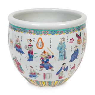 A Chinese Polychrome Enameled Porcelain Jardiniere