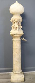 Antique Alabaster Figural Lamp Together With