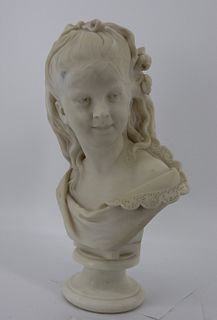 Unsigned And Finely Executed Marble Bust Of A
