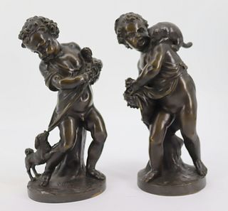 2 Finely Executed 19th Century Bronze Cherubs