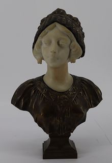 De Frisole Signed Bronze And Marble Bust