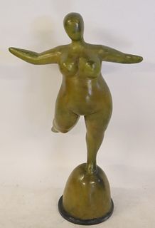 Vintage And Large Patinated Bronze Figure.