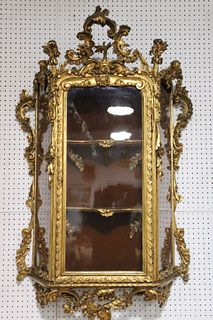 Antique Rococo Carved Giltwood Wall Vitrine.