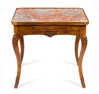 A French Provincial Walnut Occasional Table Height 27 1/2 x width 29 x depth 22 inches.