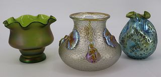 3 Loetz Art Glass Cabinet Items.