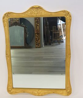 Midcentury Carved And Giltwood Mirror.