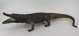 Antique Brass / Bronze Alligator Sculpture.
