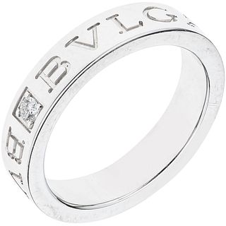RING WITH DIAMOND IN 18K WHITE GOLD, BVLGARI, BVLGARI BVLGARI COLLECTION 1 brilliant cut diamond~0.04ct. Size:6