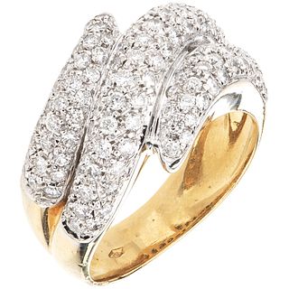 RING WITH DIAMONDS IN 18K YELLOW GOLD with 109 brilliant cut diamonds ~2.10 ct. Weight: 10.0 g. Size: 7 ¾