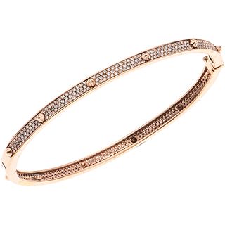 BRACELET WITH DIAMONDS IN 14K PINK GOLD with 356 8x8 cut diamonds ~0.89 ct. Weight: 9.0 g. Length: 6.2" (15.9 cm)