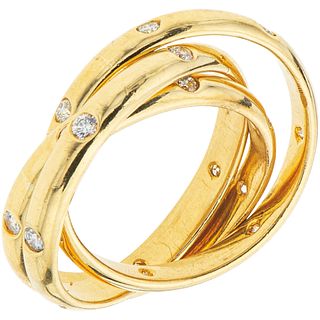 RING WITH DIAMONDS IN 18K YELLOW GOLD with 21 brilliant cut diamonds ~0.50 ct. Weight: 7.4 g. Size: 5 ¼