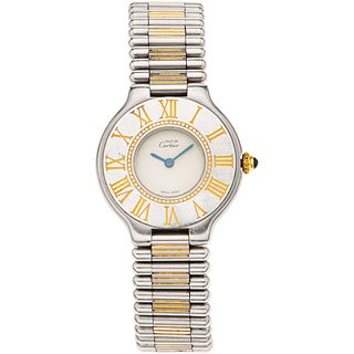 CARTIER WATCH MUST DE CARTIER SIGLO 21 LADY IN STEEL AND PLATE  Movement: quartz.
